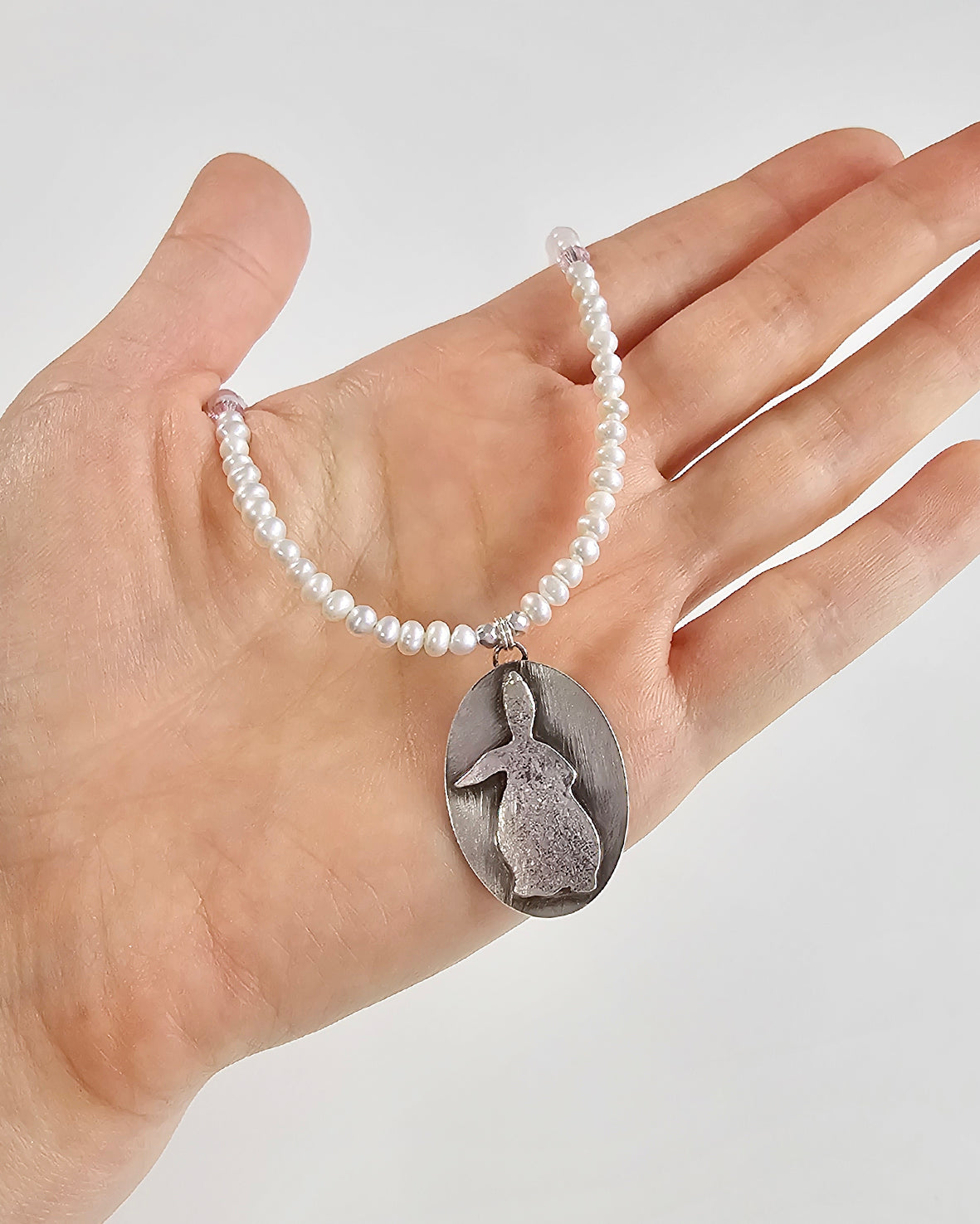 Rabbit Cameo Pearl Necklace