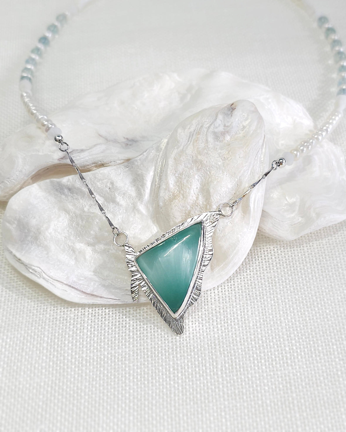 Wing of Green Angelite Necklace