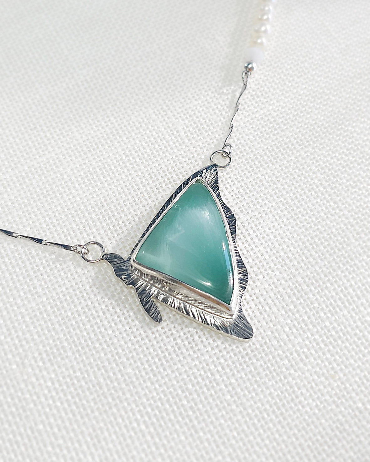 Wing of Green Angelite Necklace
