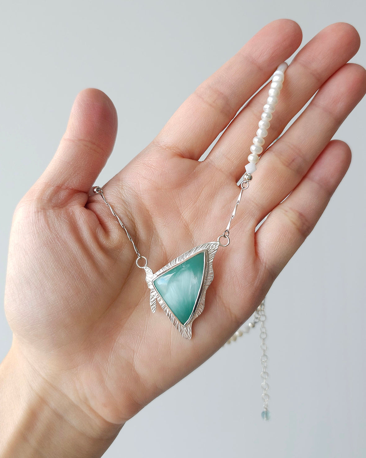 Wing of Green Angelite Necklace